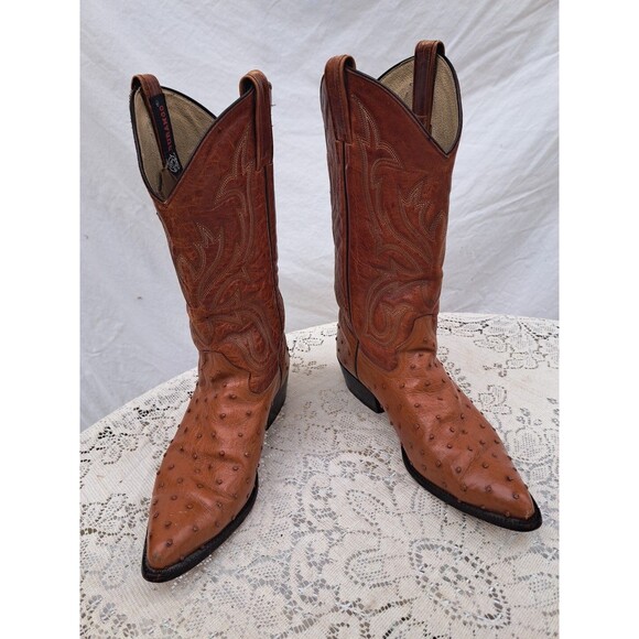 Vtg Mens Durango Cowboy Boots Western Tan Leather Ostrich SW1535 8 1/2 EE Mex main image 11